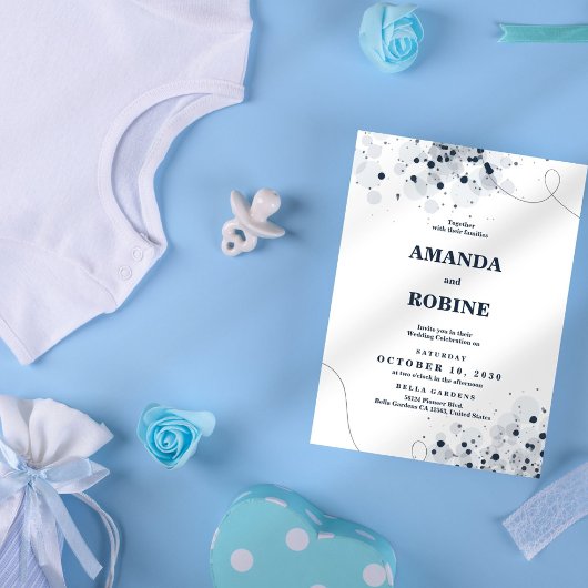 Uitnodiging tot een zwarte en witte minimale bruil