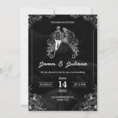 Uitnodiging tot een zwarte en witte moderne bruilo (Voorkant)