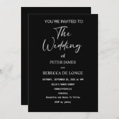 Uitnodiging tot een zwarte en witte moderne bruilo (Voorkant / Achterkant)