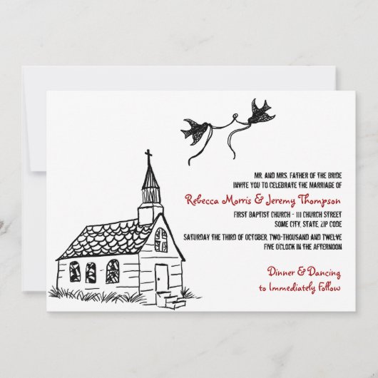 Uitnodiging tot een zwarte en witte rode kegel (Voorkant)