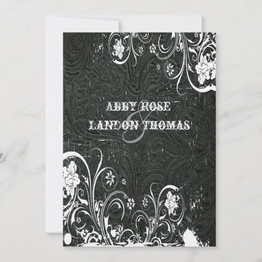 Uitnodiging tot een zwarte leder en een witte lace (Achterkant)