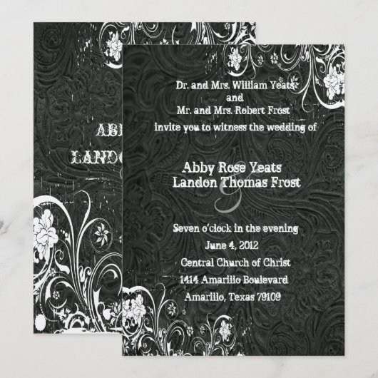 Uitnodiging tot een zwarte leder en een witte lace (Voorkant / Achterkant)