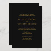 Uitnodiging tot een zwarte moderne minimalistische (Voorkant / Achterkant)