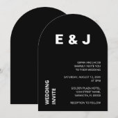 Uitnodiging tot een zwarte moderne minimalistische (Voorkant / Achterkant)