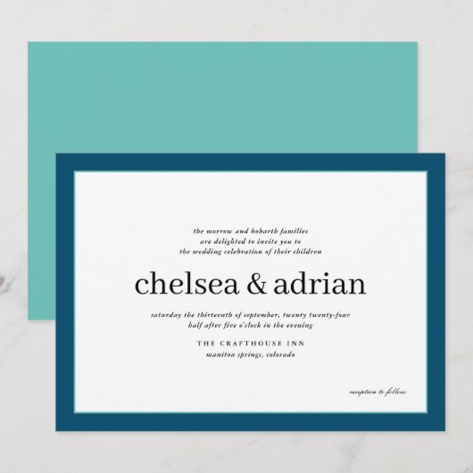 Uitnodiging tot eenvoudige bruiloft aan de marineb (Voorkant / Achterkant)