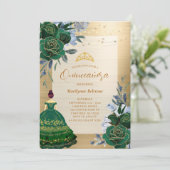 Uitnodiging tot Emerald Green Princess Quinceañera (Staand voorkant)