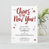 Uitnodiging tot Eve van Cheers Silver & Red (Staand voorkant)