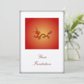 Uitnodiging tot evenement Chinese Red and Gold Dra (Staand voorkant)