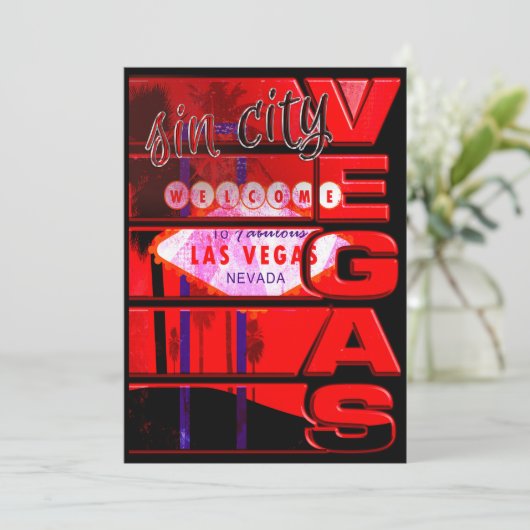 Uitnodiging tot evenement in Las Vegas Sin City (Staand voorkant)