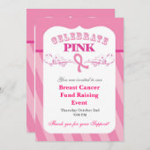 Uitnodiging tot evenement met roze lint-borstkanke (Voorkant / Achterkant)