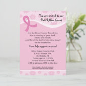 Uitnodiging tot evenement met roze lint-borstkanke (Staand voorkant)