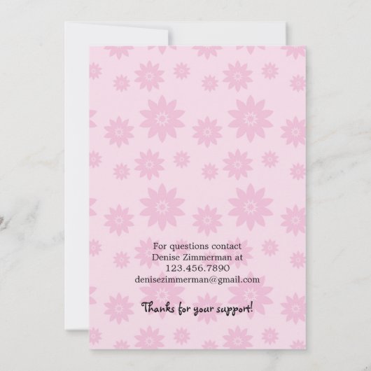 Uitnodiging tot evenement met roze lint-borstkanke (Achterkant)