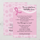 Uitnodiging tot evenement met roze lint-borstkanke (Voorkant / Achterkant)