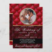 Uitnodiging tot fancy Rode Foto-bruiloft (Voorkant / Achterkant)