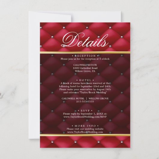 Uitnodiging tot fancy Rode Foto-bruiloft (Achterkant)