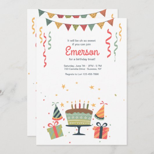 Uitnodiging tot feestdag (Voorkant / Achterkant)