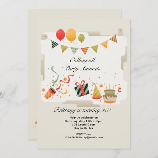 Uitnodiging tot feestdag (Voorkant / Achterkant)