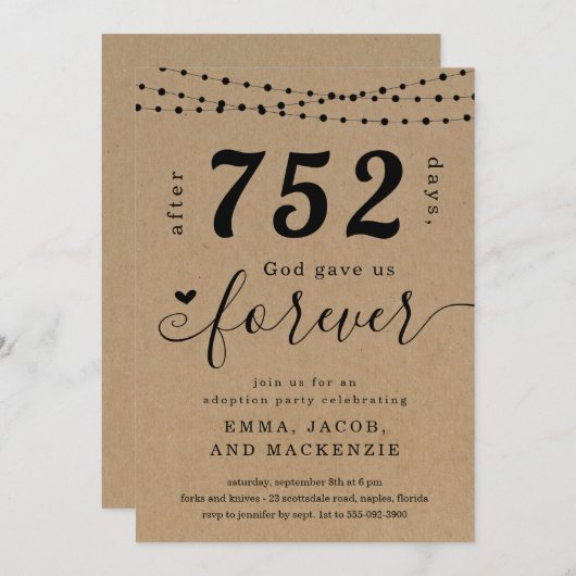 Uitnodiging tot feestdag / Gotcha Day (Voorkant / Achterkant)