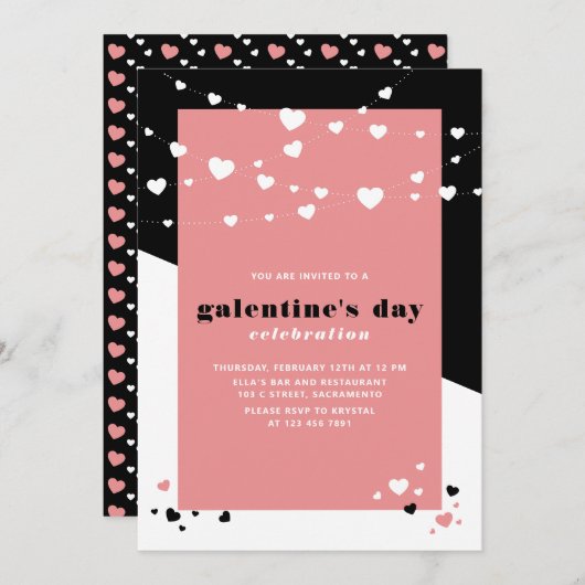 Uitnodiging tot feestdag in Galentine (Voorkant / Achterkant)