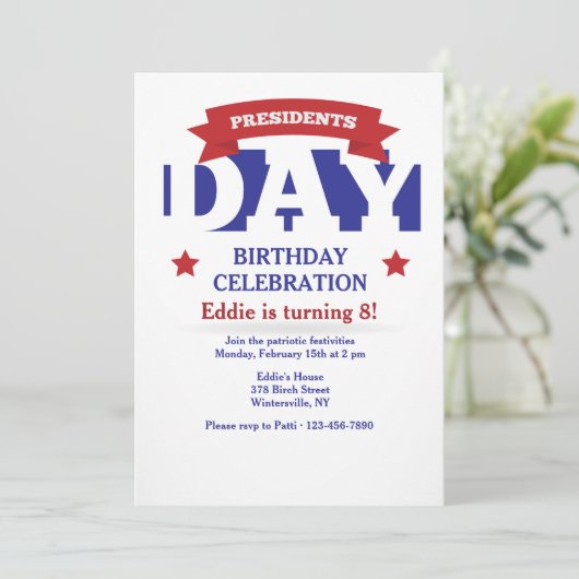 Uitnodiging tot feestdag presidenten (Staand voorkant)