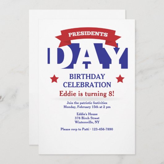 Uitnodiging tot feestdag presidenten (Voorkant / Achterkant)