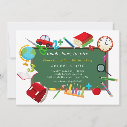 Uitnodiging tot feestdag van de leraar (Voorkant)
