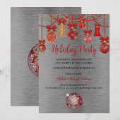 Uitnodiging tot feestdag voor feestelijke Rode Orn (Voorkant / Achterkant)