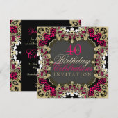 Uitnodiging tot feestdagen met roze en goudzonden (Voorkant / Achterkant)