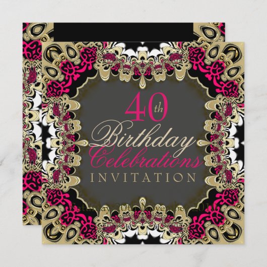 Uitnodiging tot feestdagen met roze en goudzonden (Voorkant / Achterkant)