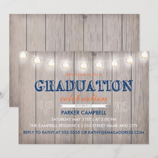 Uitnodiging tot feestelijke feestelijke Afstuderen (Voorkant / Achterkant)