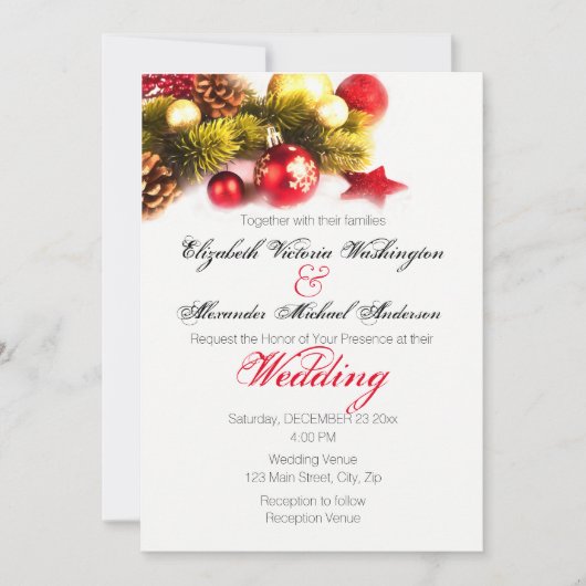 Uitnodiging tot feestelijke kerstfeestdag voor bru (Voorkant)