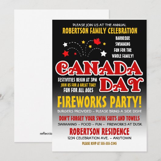 Uitnodiging tot feestelijke viering voor de famili (Voorkant / Achterkant)