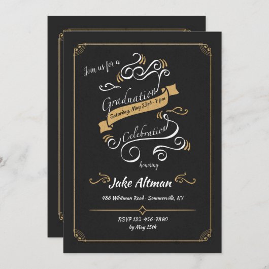 Uitnodiging tot feestvieren afstuderen (Voorkant / Achterkant)