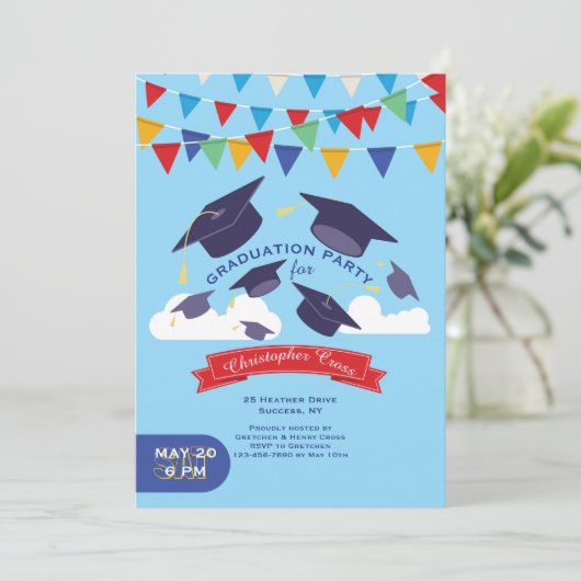 Uitnodiging tot feestvieren afstuderen (Staand voorkant)