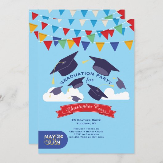 Uitnodiging tot feestvieren afstuderen (Voorkant / Achterkant)