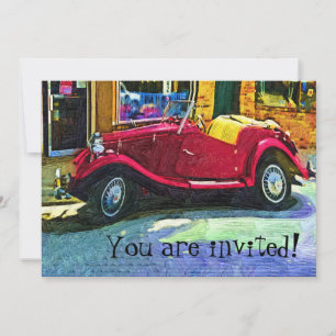 Uitnodiging tot feestvieren met klassieke auto