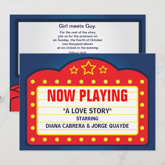 Uitnodiging tot filmmarkttent met ThéleWedding Par (Voorkant / Achterkant)