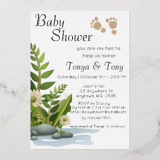  uitnodiging tot Folie Baby shower tuin