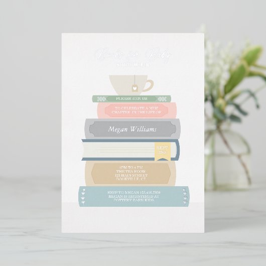 Uitnodiging tot Folie boekje Baby shower (Staand Voorkant)