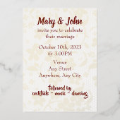 Uitnodiging tot folie bruiloft - volledig bewerkba (Voorkant)