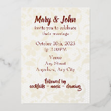 Uitnodiging tot folie bruiloft - volledig bewerkba