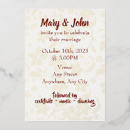 Uitnodiging tot folie bruiloft - volledig bewerkba