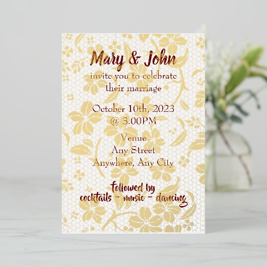 Uitnodiging tot folie bruiloft - volledig bewerkba (Staand Voorkant)