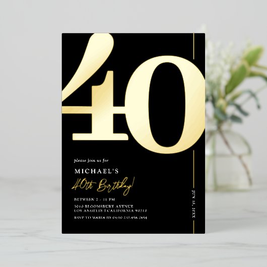 Uitnodiging tot Folie van de 40e verjaardag van de (Staand Voorkant)