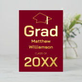 Uitnodiging tot Folie van de Burgundy Graduation P (Staand Voorkant)