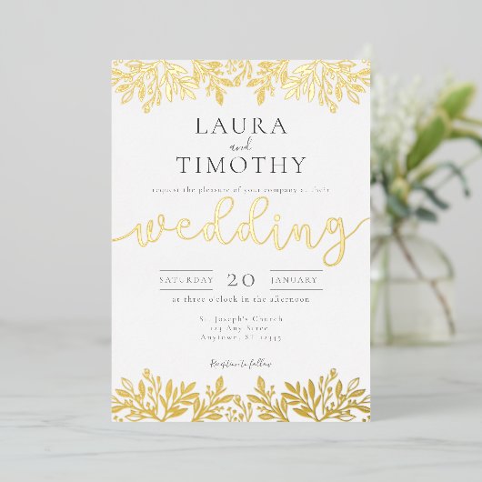 Uitnodiging tot Folie van de moderne Floral Weddin (Staand Voorkant)