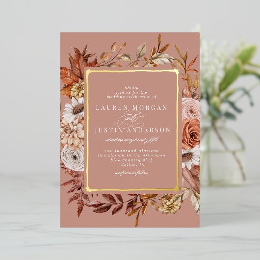 Uitnodiging tot Folie van de rustige herfst floral (Staand Voorkant)