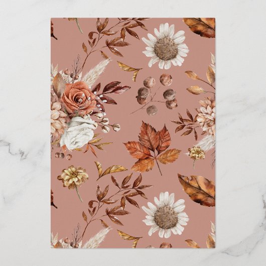 Uitnodiging tot Folie van de rustige herfst floral (Achterkant)