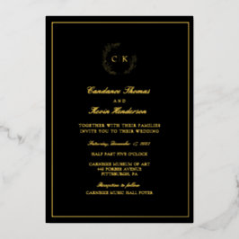 Uitnodiging tot Folie van Elegant Monogram Wedding