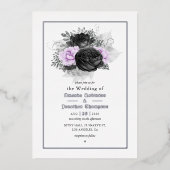 Uitnodiging tot Folie van het zwarte en Lila Flora (Voorkant)